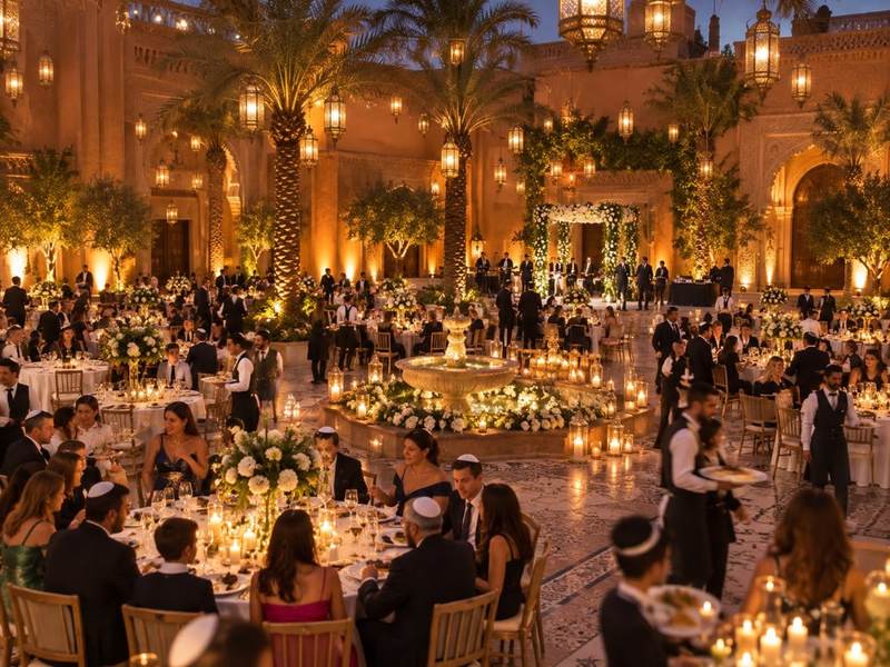 Célébration de fête juive en famille dans une villa à Marrakech