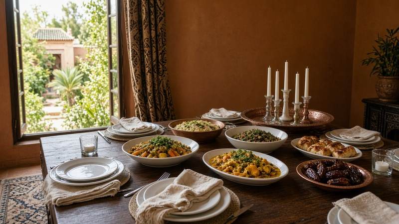 Buffet de traiteur cacher pour un événement à Marrakech